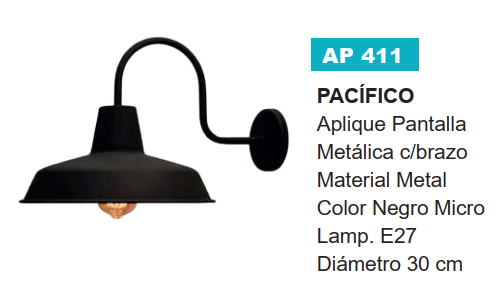 APLIQUE PARED CAMPANA NEGRO DL